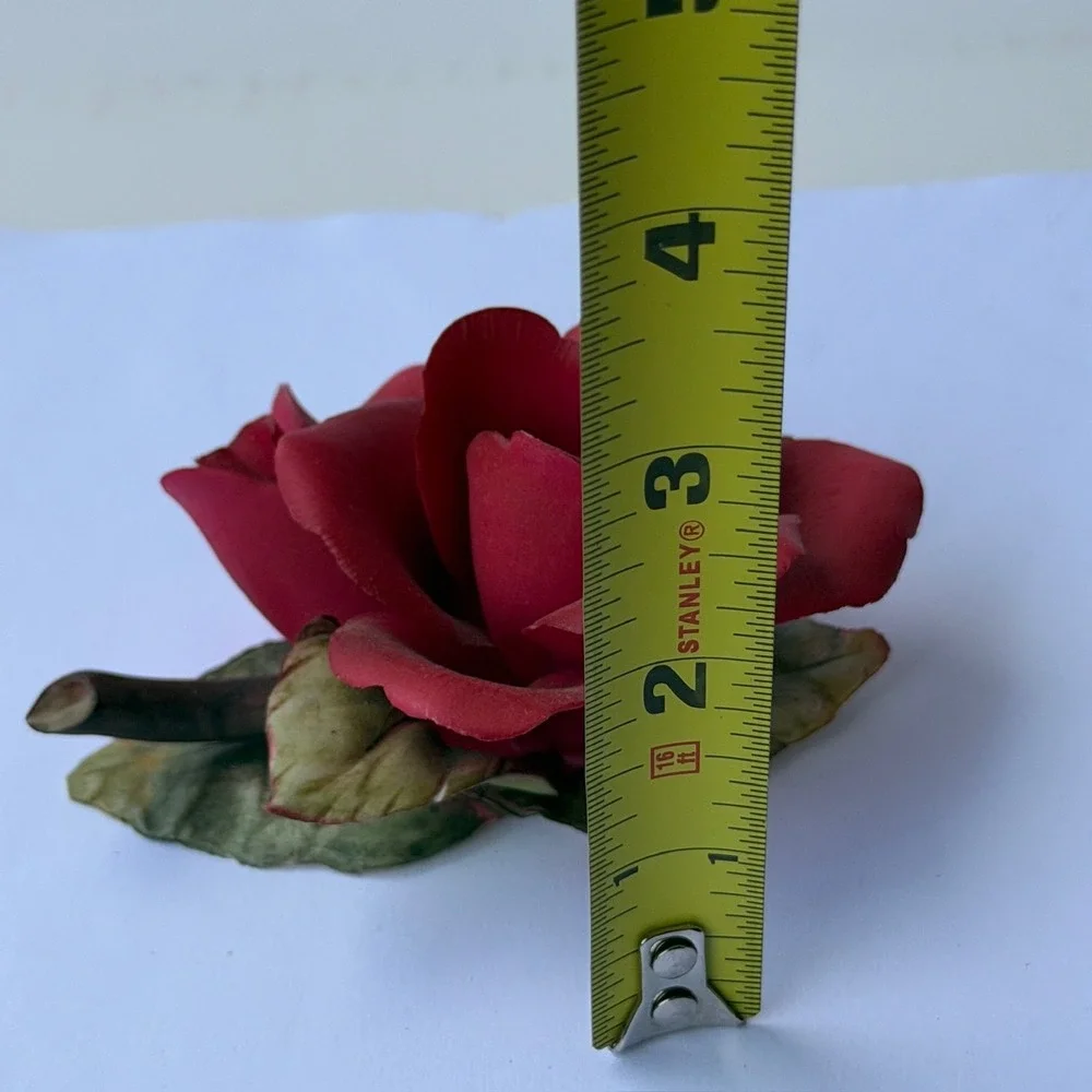 Vintage Capodimonte Napoleon Italy Porcelain Red Rose Figurine - Storage B-9